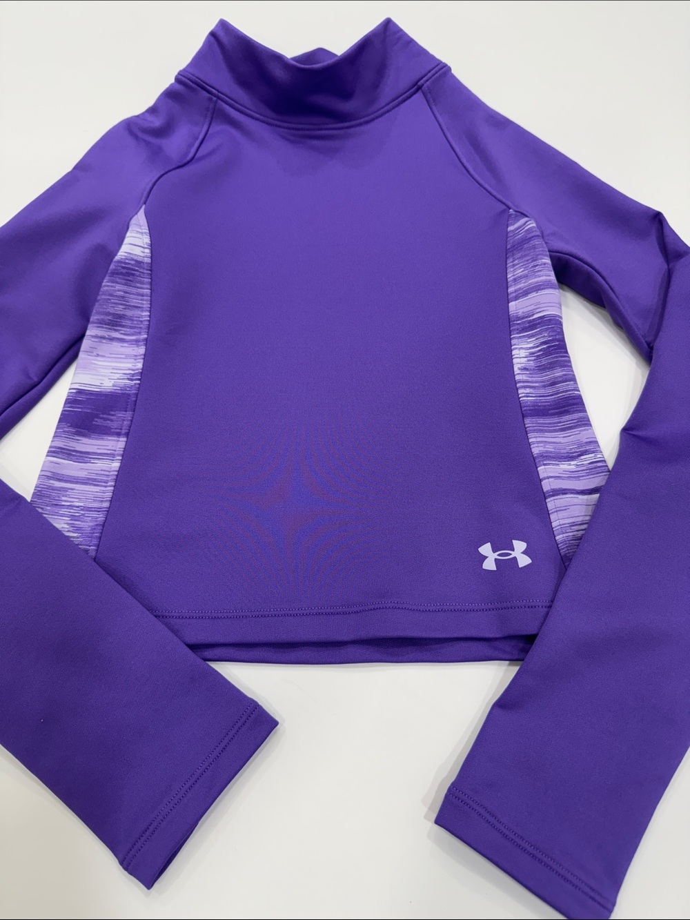 Under Armour Kids' Purple Long Sleeve Rashguard with Patterned Side Panels